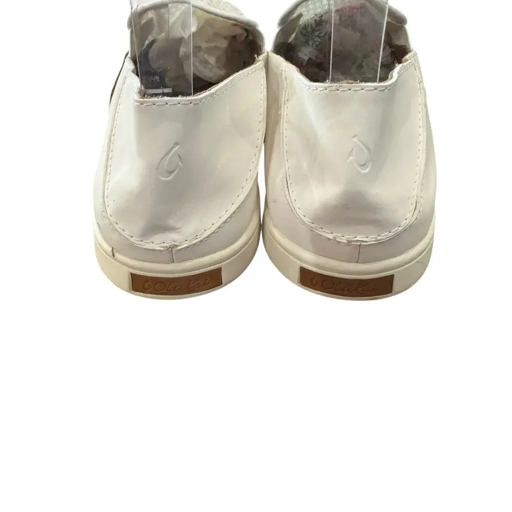 OluKai Pehuea Bright White Mesh Slip On Sneakers Women’s 8.5